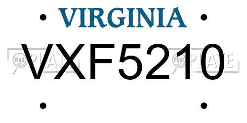 VXF5210 Virginia License Plate