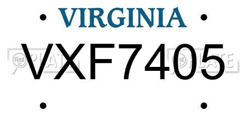 VXF7405 Virginia License Plate