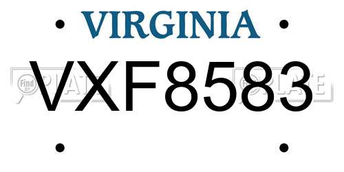 VXF8583 Virginia License Plate