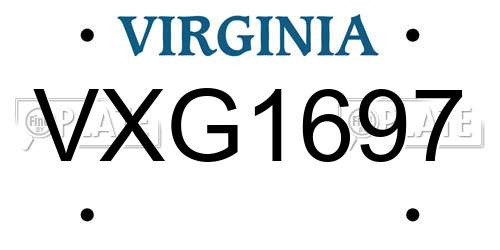 VXG1697 Virginia License Plate