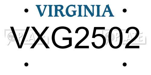VXG2502 Virginia License Plate