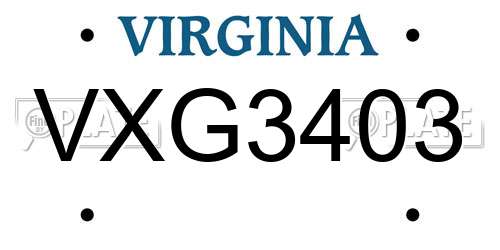 VXG3403 Virginia License Plate