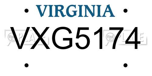 VXG5174 Virginia License Plate