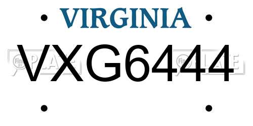 VXG6444 Virginia License Plate