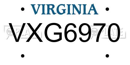 VXG6970 Virginia License Plate