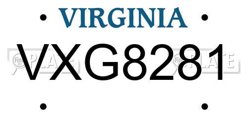 VXG8281 Virginia License Plate