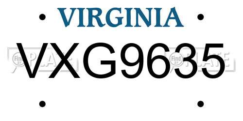 VXG9635 Virginia License Plate