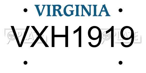 VXH1919 Virginia License Plate