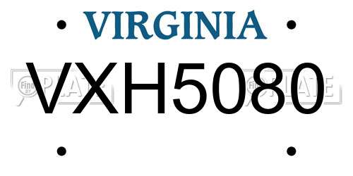VXH5080 Virginia License Plate