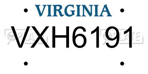 VXH6191 Virginia License Plate