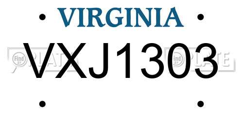 VXJ1303 Virginia License Plate