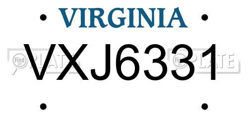 VXJ6331 Virginia License Plate