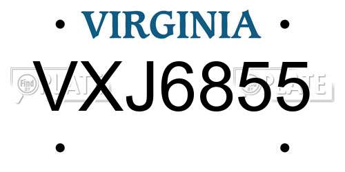 VXJ6855 Virginia License Plate