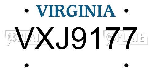 VXJ9177 Virginia License Plate
