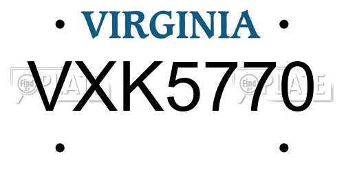 VXK5770 Virginia License Plate