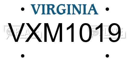 VXM1019 Virginia License Plate