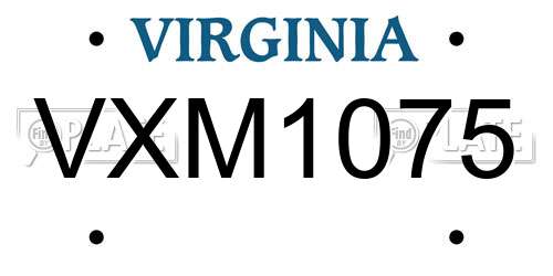 VXM1075 Virginia License Plate