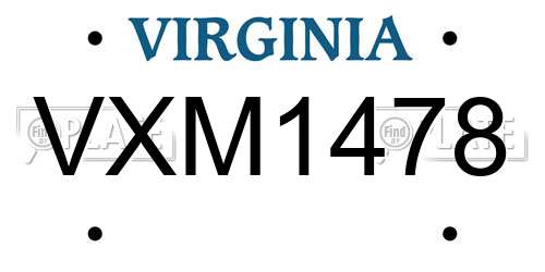 VXM1478 Virginia License Plate