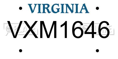 VXM1646 Virginia License Plate