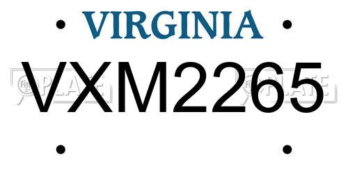 VXM2265 Virginia License Plate