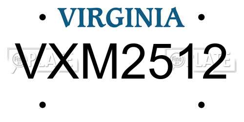 VXM2512 Virginia License Plate