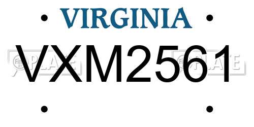 VXM2561 Virginia License Plate