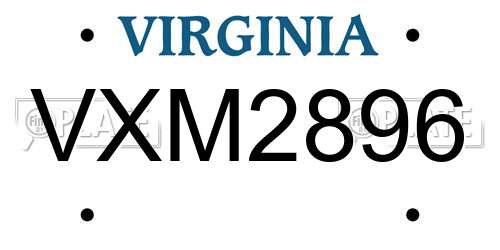 VXM2896 Virginia License Plate
