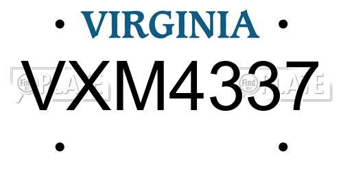 VXM4337 Virginia License Plate