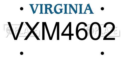 VXM4602 Virginia License Plate