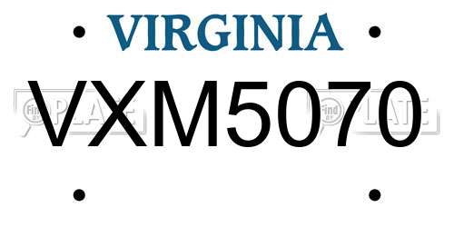 VXM5070 Virginia License Plate