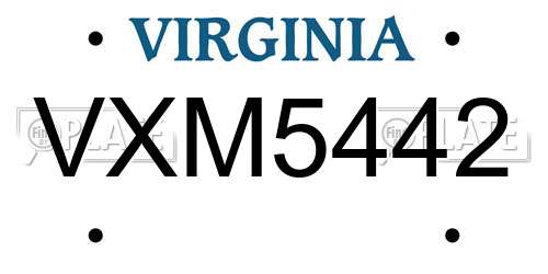 VXM5442 Virginia License Plate