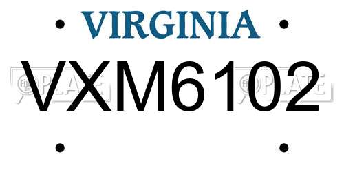VXM6102 Virginia License Plate