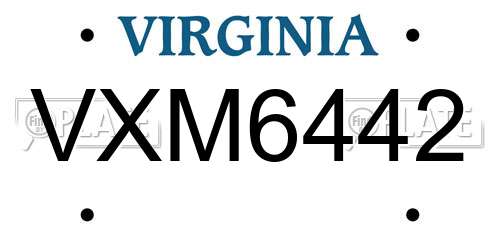 VXM6442 Virginia License Plate
