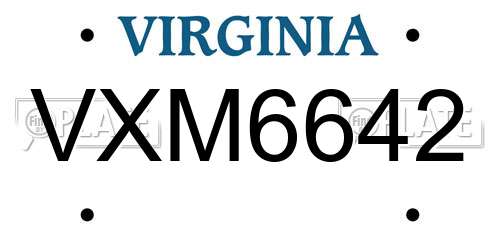VXM6642 Virginia License Plate