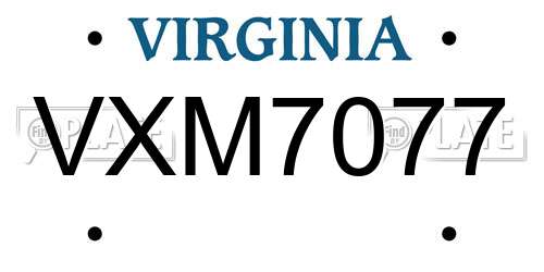 VXM7077 Virginia License Plate