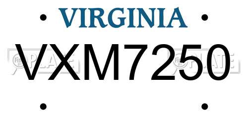 VXM7250 Virginia License Plate