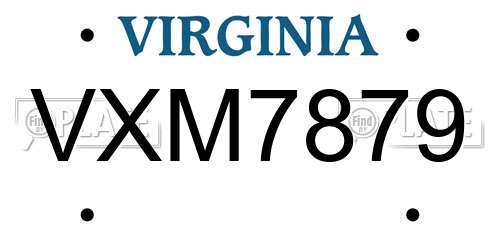 VXM7879 Virginia License Plate