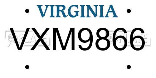 VXM9866 Virginia License Plate