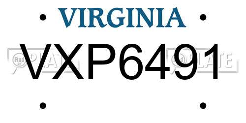 VXP6491 Virginia License Plate