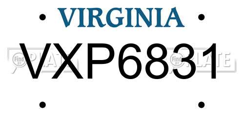 VXP6831 Virginia License Plate
