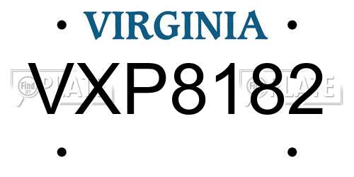 VXP8182 Virginia License Plate