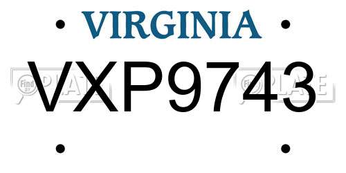 VXP9743 Virginia License Plate