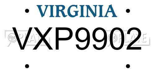 VXP9902 Virginia License Plate