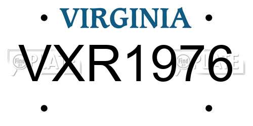 VXR1976 Virginia License Plate
