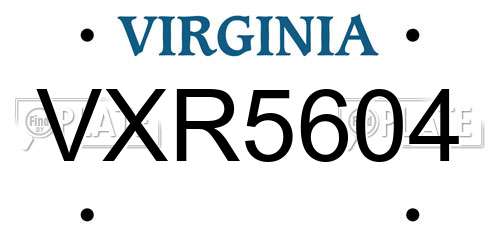 VXR5604 Virginia License Plate