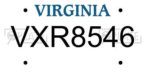 VXR8546 Virginia License Plate
