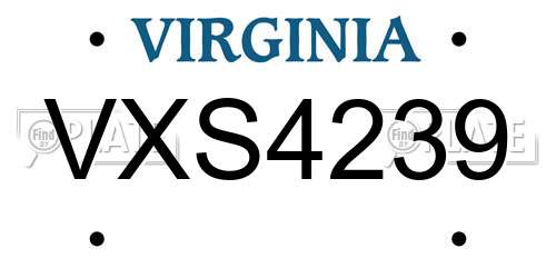 VXS4239 Virginia License Plate