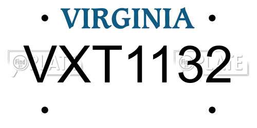VXT1132 Virginia License Plate