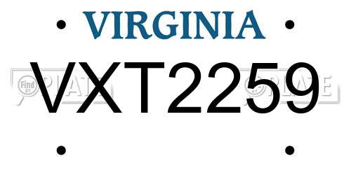 VXT2259 Virginia License Plate