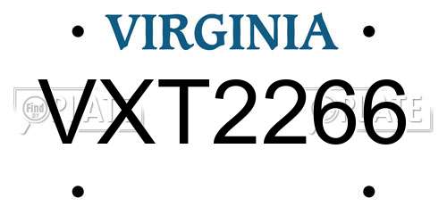 VXT2266 Virginia License Plate